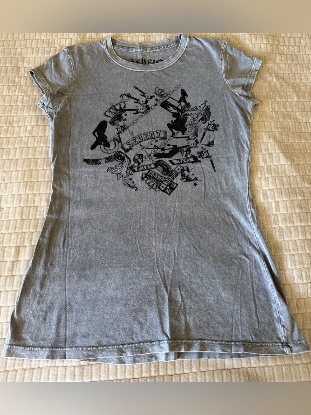 SEVEN7 gray vintage-style graphic t-shirt